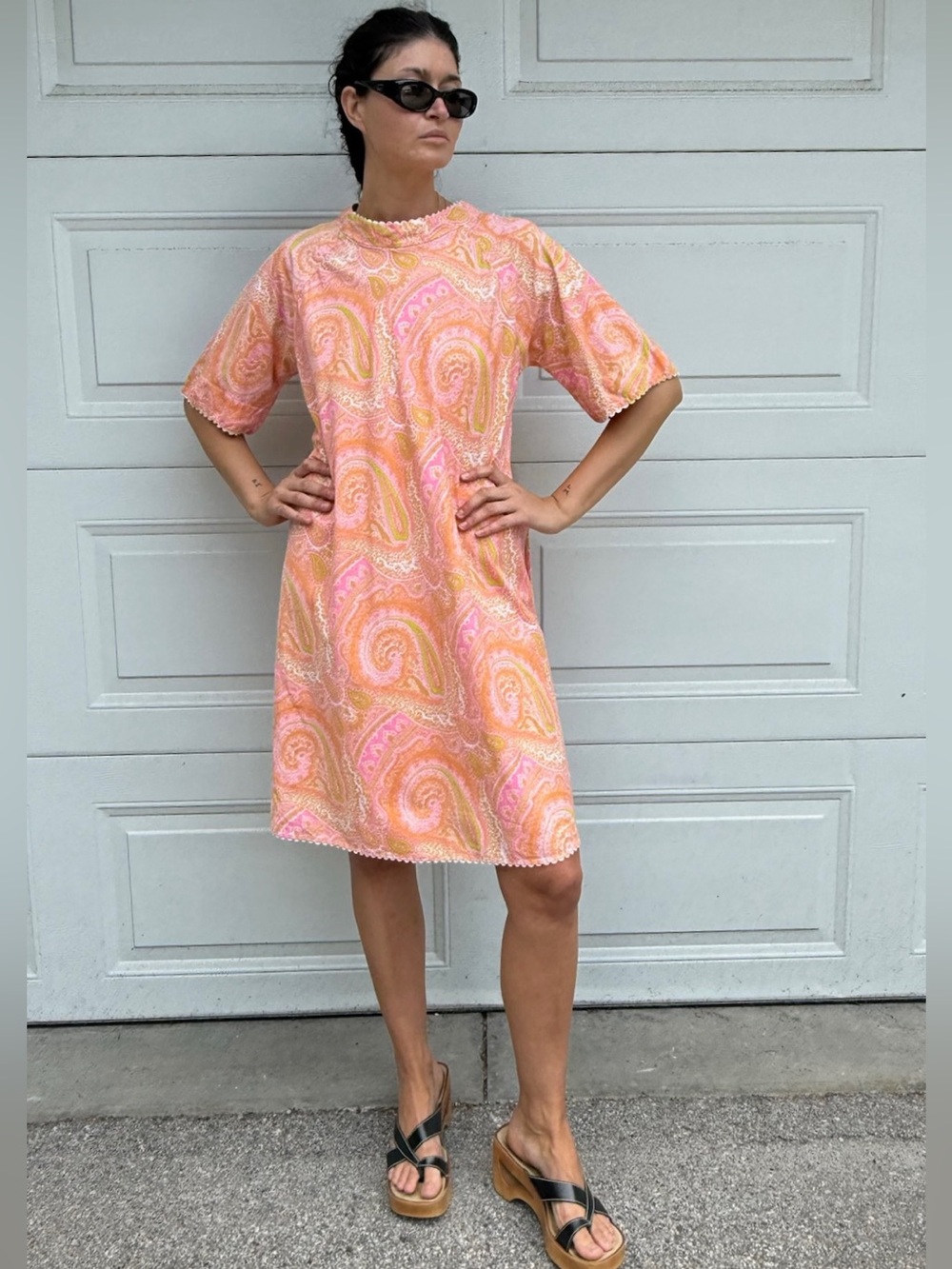 Vintage Psychedelic House Dress Duster Cotton Oversized Maternity Plus Size - Picture 1 of 15